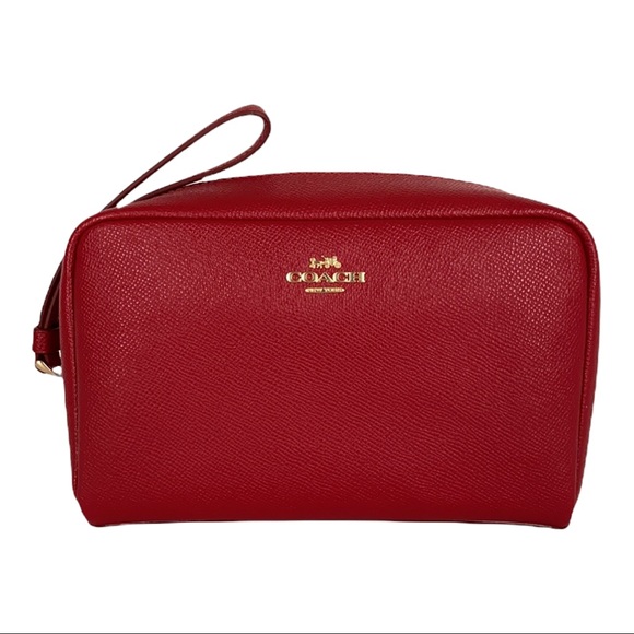 Coach Red Leather Boxy Cosmetic Case 20 - Picture 11 of 13